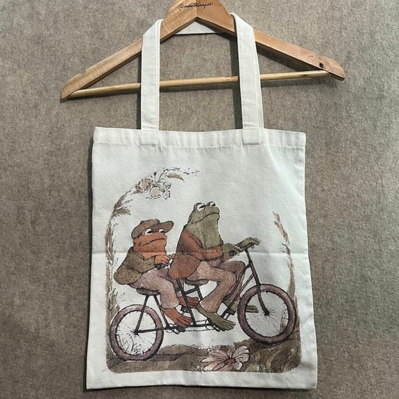 Frog and Toad Tote Bag 13.5x15inch Off-White - Picture 2 of 6